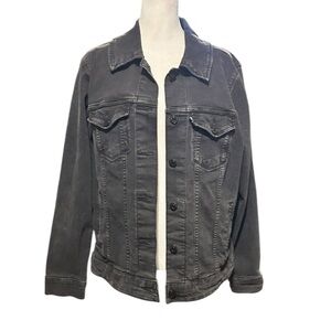 Y2K LEVI’S TRUCKER JACKET Black Washed Denim Stretchy Black Tab Women’s 1X VGC